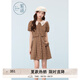 紫涵（ZIHAN）紫涵假兩件撞色翻領(lǐng)連衣裙女2025夏季新款甜美單排扣短袖a字短裙 咖格 S