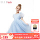 ELLE KIDS童裝 “在逃”公主裙女兒童春夏季新款網(wǎng)紗亮片連衣裙 淺藍(lán)色（無(wú)裙撐） 160 (S)