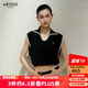 艾諾絲雅詩【商場同款】2025夏季新品設(shè)計感學(xué)院風(fēng)撞色女式針織衫女40438122 黑色 M