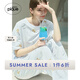 gelatopique七夕禮物25春夏新品女睡衣滿印小熊圓領(lǐng)短袖T恤PWCT251288 藍(lán)色 均碼
