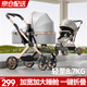 ANGI BABY嬰兒推車可坐可躺嬰兒車輕便折疊新生兒減震高景觀雙向兒童手推車 輕奢儒雅灰【一鍵收車+四輪EVA】