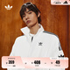adidas情侶款復(fù)古風(fēng)梭織立領(lǐng)夾克外套男女阿迪達(dá)斯官方三葉草 亮白 L