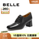 百麗（Belle）七夕禮物休閑粗高跟單鞋女商場同款簡約單鞋3DFB1CM4 黑色 37 (235mm)
