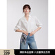 ELLE法式白色優(yōu)雅V領(lǐng)襯衫女2025夏新款簡(jiǎn)約時(shí)尚通勤別致襯衣小衫 白色 S