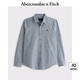 ABERCROMBIE & FITCH【爆款府綢】男裝25春夏美式經典小麋鹿通勤長袖襯衫KI125-5255 藍色 S (175/92A)