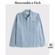 ABERCROMBIE & FITCH男裝25春夏百搭經(jīng)典小麋鹿老錢風(fēng)亞麻混紡長袖襯衫KI125-5180 藍(lán)色 S (175/92A)