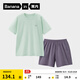 蕉內（Bananain）王一博同款305H純棉睡衣男女士100%棉情侶家居服短袖短褲套裝夏季 【短褲款素色-女】淺巖綠 M