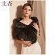 北杳仿狐貍毛新娘披肩秋冬季超長(cháng)皮草晚禮服加厚大斗篷圍巾圍脖女 黒棕 084