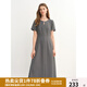 獨(dú)束（DUSHU）大碼女裝長短款法式氣質(zhì)簡約連衣裙2025夏微胖設(shè)計(jì)感百搭裙子 灰色（長款） XL （尺碼：3）