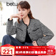 百圖betu女裝春季新款短外套高級(jí)感小香風(fēng)長(zhǎng)袖毛呢外套女2401T40 黑色 M