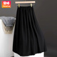 賞峰灰色高腰a字百褶半身裙女2025新款夏天感雪紡氣質(zhì)休閑長(cháng)裙子 黑色丨 XL 建議【120-135斤】