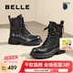 百麗（Belle）七夕禮物時尚復(fù)古馬丁靴女戶外徒步短靴B2302DZ4預(yù)售 黑色-單里 36 (230mm)