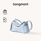 Songmont掛耳系列屋檐包mini設(shè)計(jì)師款頭層牛皮通勤斜挎hobo包七夕禮物 水霧藍(lán) 現(xiàn)貨