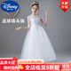 迪士尼（Disney）女童禮服十歲生日白紗裙兒童演出服夏秋冬公主裙花童表演合唱長(cháng)裙 白長(cháng)裙子 囎珍珠頭飾 110 cm