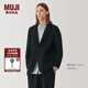 無印良品（MUJI） Labo 男式 羊絨混 夾克 男士外套冬季款長袖西裝小西服 AF002A4A 黑色 S (165/84A)