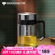 萬象（WANXIANG）單層玻璃杯500ML鈦銀色U219商務(wù)帶茶漏水杯便攜居家手柄泡茶杯