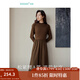 茵曼（INMAN）2025秋冬女裝新款燈芯絨連衣裙新品長(zhǎng)袖休閑針織禮服中長(zhǎng)裙子 咖啡色 L