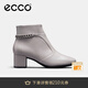 愛(ài)步（ECCO）【明星同款】靴子女 冬季保暖切爾西女靴粗跟皮靴 型塑290933 HL 灰粉色29093301386 38
