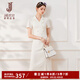 經(jīng)典故事（JANE STORY）白色西裝領(lǐng)連衣裙2024夏季新款設(shè)計(jì)感收腰正裝西裝裙職業(yè)通勤裙子 米杏色 M