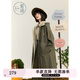 紫涵（ZIHAN）紫涵戶外工裝風撞色連帽風衣女秋季寬松多口袋中長款外套 牧場綠 S