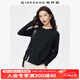 佐丹奴長袖T恤女新款純棉t恤衫開叉收褶下擺圓領(lǐng)套頭上衣05324794 09標志黑 M