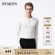 PORTS寶姿男裝毛衣絲絨混紡半開(kāi)襟鈕扣套頭毛衣男上衣MV9K041DKI001 WHITE L L