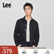 Lee25秋冬新品舒適版翻領(lǐng)小Logo織標黑色男牛仔夾克外套休閑潮 黑色 XL