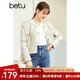betu百圖女裝秋季新款短外套圓領(lǐng)正肩長袖外套女2208T47 米白 M