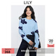 LILY2025秋新款含羊毛浪漫氣質(zhì)通勤立體提花藍(lán)色針織衫圓領(lǐng)毛衣女 401藍(lán)色 L