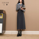 三彩2025冬季新款通勤半身裙直筒裙開(kāi)叉長(cháng)裙簡(jiǎn)約Z 深邃灰 S