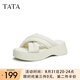 他她（TATA）七夕云朵拖鞋黑色厚底一字帶女鞋外穿松糕底涼拖新款WBS01BT3 米白 38