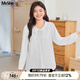 MsShe【不掉色牛仔馬甲套裝】大碼女裝2025秋裝胖mm疊搭襯衫上衣 襯衫-純白色現(xiàn)貨 XL