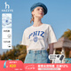 哈吉斯（HAZZYS）女裝 夏季女士【PHIZ系列】印花寬松短款圓領(lǐng)T恤女 米黃色OW M (160/84A 38)