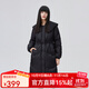 艾萊依新款大翻領(lǐng)鴨絨亮面羽絨服女小眾設計感中長(cháng)款寬松蝴蝶結外套 炭黑 M 160【建議115-130斤】