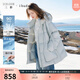 三彩【防水易打理】2025冬季新款連帽羽絨服泡芙面包服女 霧霾藍 M 160/84A