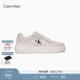 Calvin KleinJeans25女ck復古皮革拼接印花厚底休閑鞋運動(dòng)鞋板鞋禮物YW01890 0K4-月光白 38