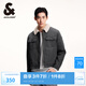 杰克·瓊斯（JACK&JONES）秋季休閑仿羊羔毛翻領(lǐng)字母刺繡拉鏈夾克棉服厚外套男裝224457002 A17中灰牛仔 M 175