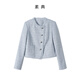素典（WHIteALLUSION）韓系氣質(zhì)小香風(fēng)短外套女2025秋季新款流蘇邊時(shí)尚通勤百搭上衣4483 霧藍色 S