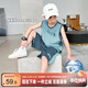 左西男童夏裝套裝2025兒童夏季速干籃球服運動背心兩件套 藍灰色 150