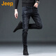 吉普（JEEP）美國正品高端彈力直筒牛仔褲秋冬新款男士痞帥休閑修身小腳褲春秋 黑色 常規 【官方正品】 33 【適合150斤左右】