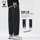 HIPANDA你好熊貓加絨休閑褲男2025年秋冬新款美式潮流休閑直筒褲男長(cháng)褲子 黑色常規 XL