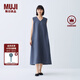 無(wú)印良品（MUJI）女式 棉 漢麻 無(wú)袖連衣裙女裝裙子夏季 連身裙長(zhǎng)裙 BCD91C5S 煙熏藍(lán)色 M （160/84A）