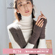 帕什  羊絨手套100%山羊絨秋冬新款時尚絞花半指針織手套  JF-368 花咖色 均碼