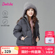 笛莎（DEESHA）童裝女童洋氣保暖外套2024冬季新款女寶寶時(shí)尚基礎(chǔ)短款連帽羽絨服 深灰 160