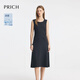PRICH【涼感】氣質(zhì)方V領(lǐng)連衣裙2025夏季新款無(wú)袖收腰顯瘦吊帶裙女 19黑色 L (170)
