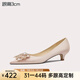 Lily Wei香檳色真絲高跟鞋女2025春夏新款女單鞋大小碼高級感純欲不累腳 香檳粉跟高3厘米 39