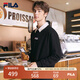 FILA 斐樂(lè)官方男裝情侶款衛(wèi)衣秋冬男女同款休閑衛(wèi)衣加絨保暖上衣 正黑色-BK（加絨） 175/96A/L