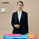 藍地（LANDI）斜門襟設(shè)計感修身西服外套女西裝通勤秋冬新品 藏藍色 XL