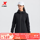 特步門(mén)店同款運動(dòng)針織連帽上衣女2025新款純色開(kāi)衫外套975128940063 正黑色 XL