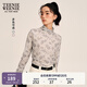 Teenie Weenie小熊女裝2025秋新款網(wǎng)紗短袖T恤長(cháng)袖打底衫碎花上衣 灰色 S 160